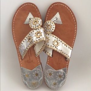 Silver & Gold Sandals Leather size 7 Jack Rogers